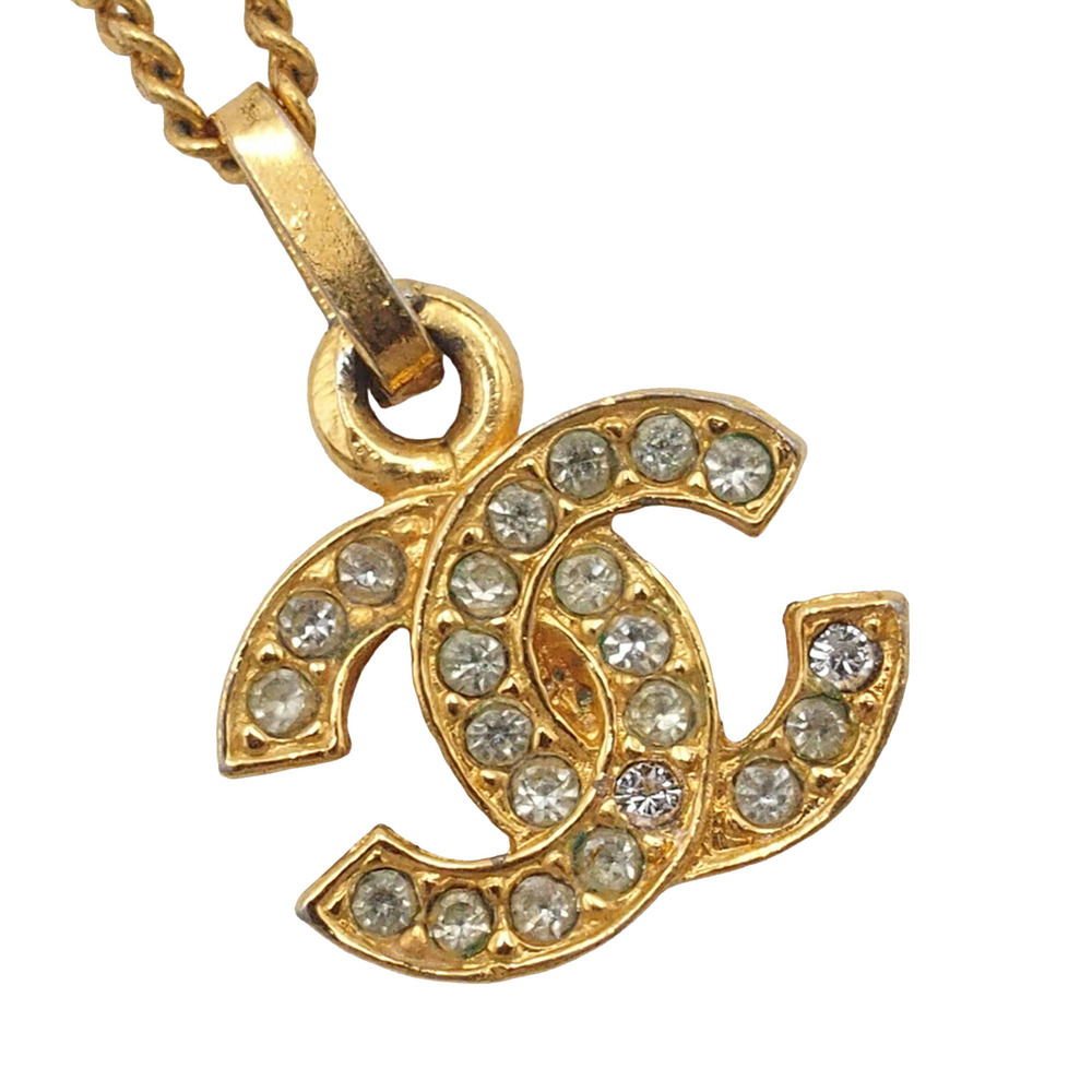 Pre-Loved Chanel CC Gold Plated Strass Pendant Necklace - Picture 3 of 10